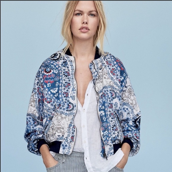 Free People Printed Bomber Jacket - Picture 2 of 10
